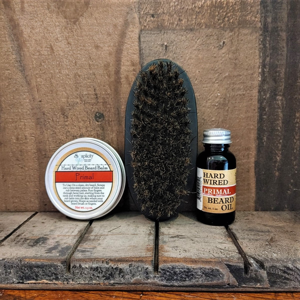 Beard-Pro Gift Set with Hard Wired Beard Oil, Balm, & Brush Soaplicity