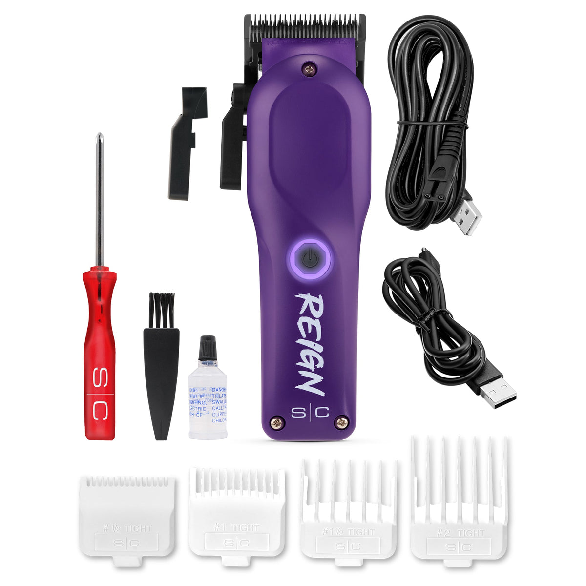 StyleCraft Reign Professional Hair Clipper with EON Digital Brushless Motor - Purple Certified Clippers