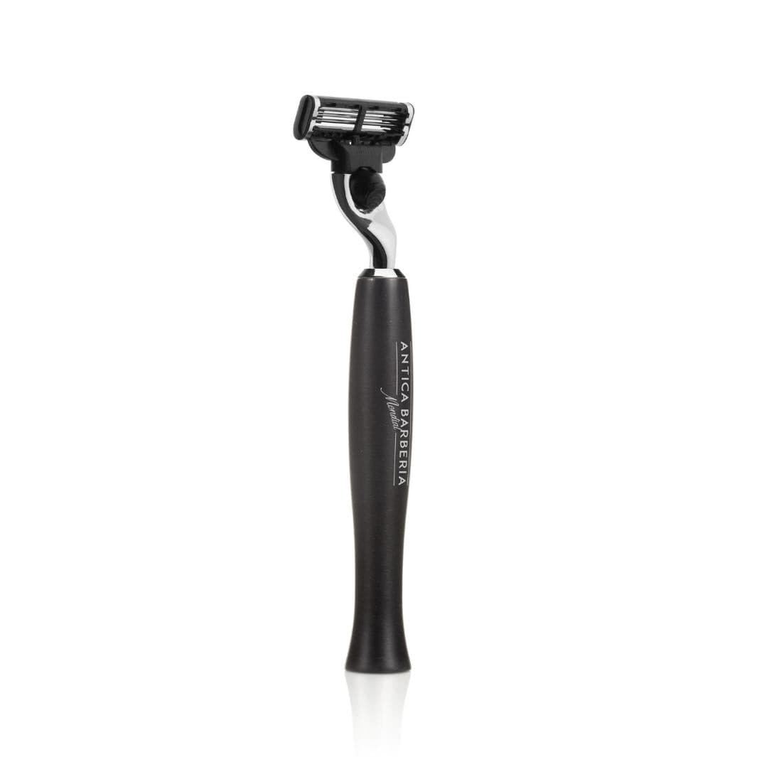 Panther Black Brushed Aluminum Razor Handle for Mach3 Cartridge