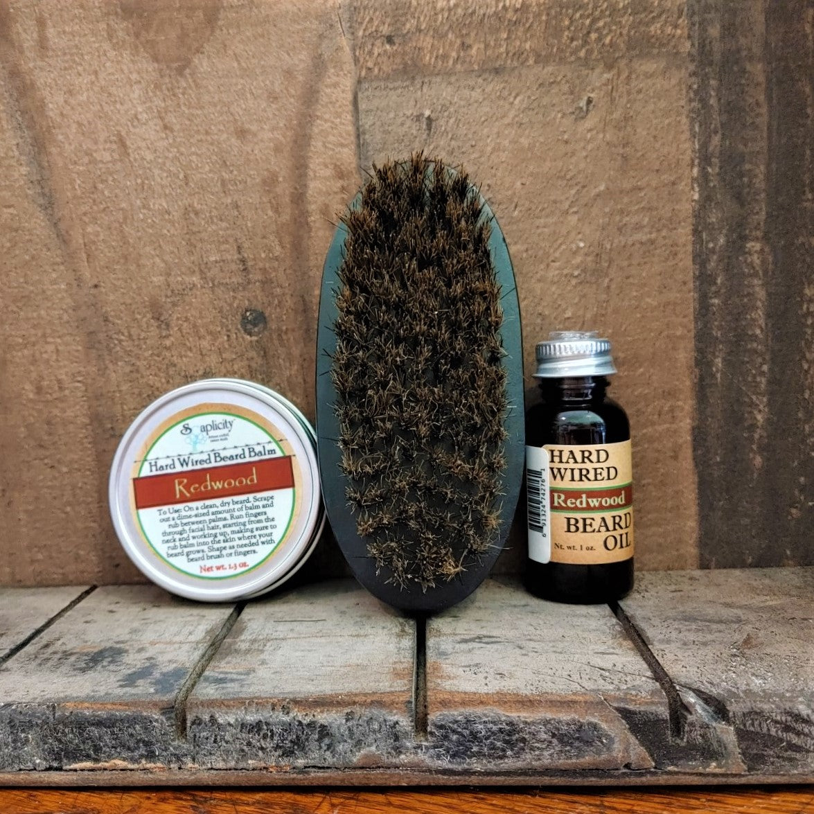 Beard-Pro Gift Set with Hard Wired Beard Oil, Balm, & Brush Soaplicity