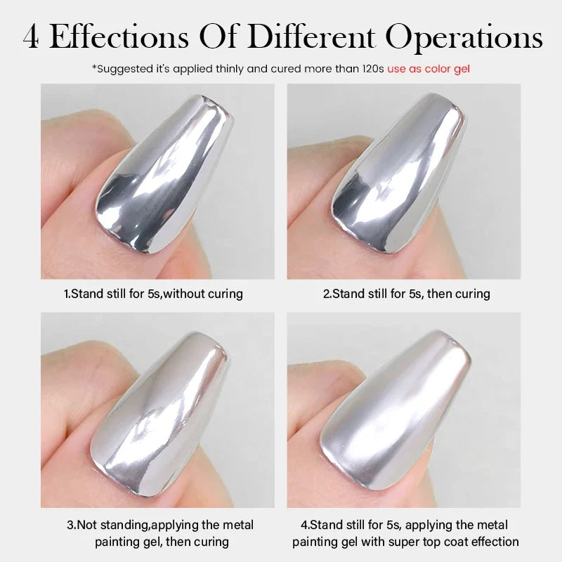 BORN PRETTY 5ml Metallic Painting Gel Polish Strong Silver Effection Nail Art Soak Off Gel Nail Polish Silver Mirror Gel Blushimmer