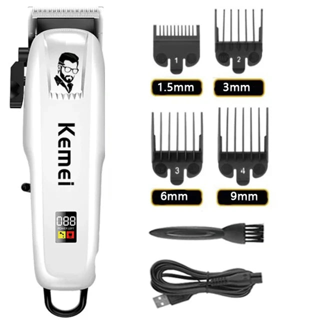 Kemei Professional Hair Clipper Rechargeable Hair Trimmer For Men Shaver Hair Cutting Machine Barber Accessories Cut Machin WTN Essentials