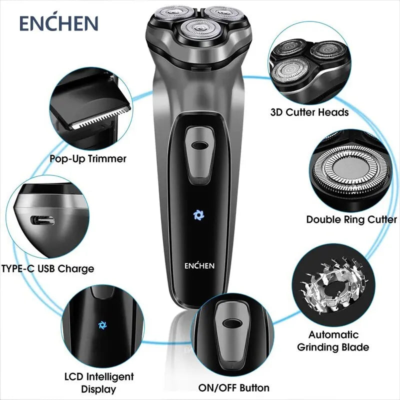 ENCHEN Blackstone Electrical Rotary Shaver for Men 3D Floating Blade Washable Type-C USB Rechargeable Shaving Beard Machine Phones Icon
