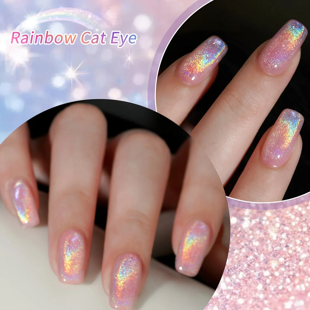 15Ml Rainbow Cat's Eye gel nail polish, UV LED curing, long-acting fast drying nail art gel - ideal gift for women For Spring Blushimmer