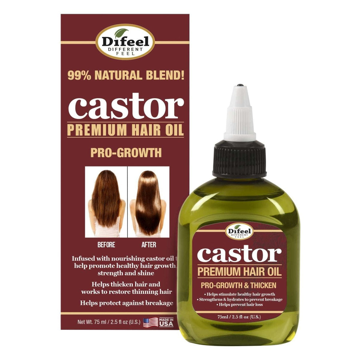 Difeel Castor Pro-Growth Hair Oil 75 Ml 6Pk 2.5 Oz My Beauty Site Pro