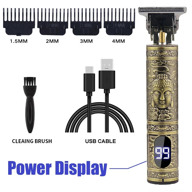 Men's Vintage Hair Trimmer T9 Carving Rechargeable Barber Electric Professional Hair Clipper Beard Trimmer/Metal Haircut Clipper Noventix