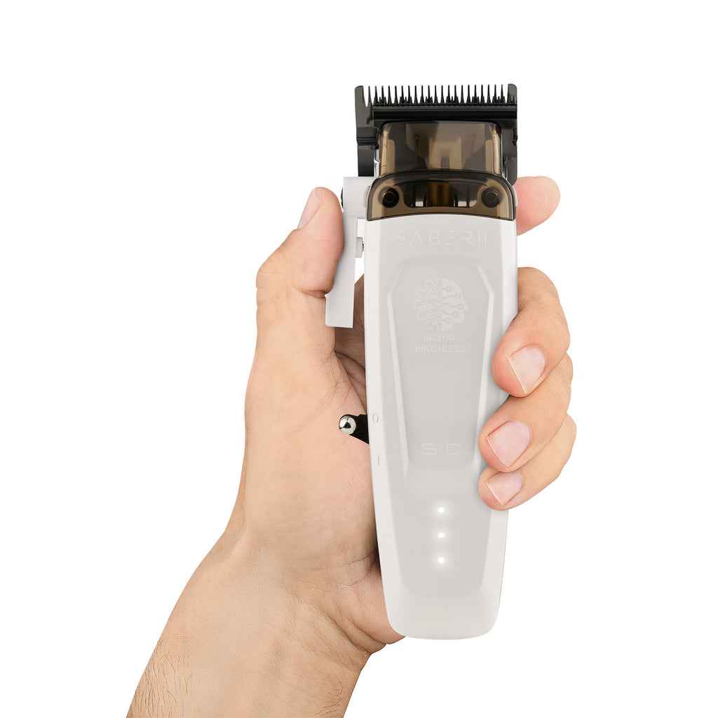 StyleCraft Saber II Cordless Digital Brushless Motor Clipper – White (SC619) Certified Clippers