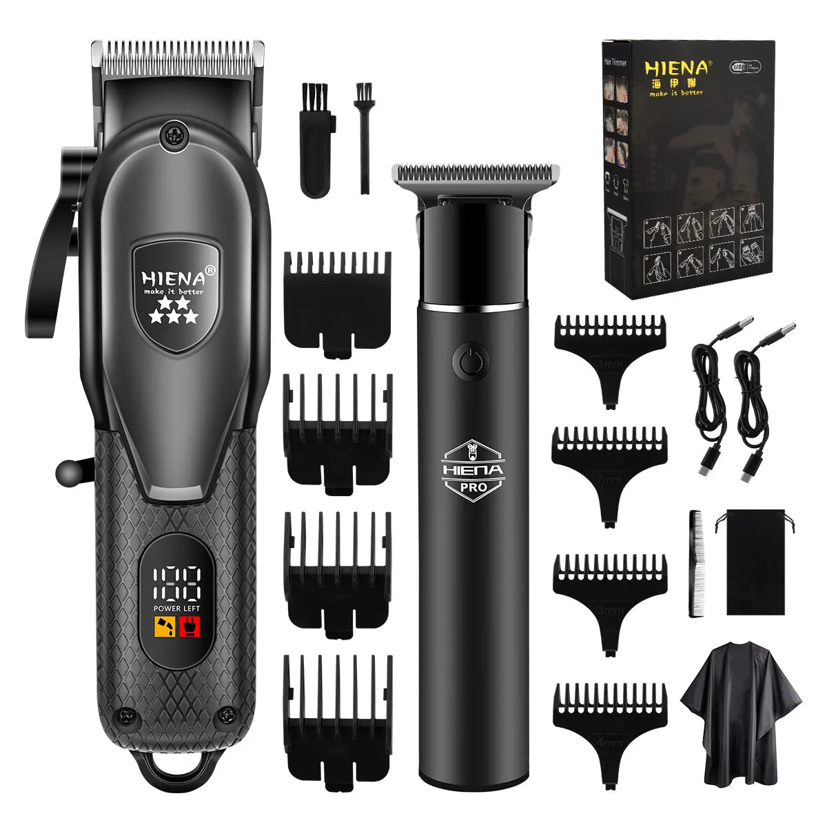 hiena Hair Clipper Kit for Men Electric Shaver Hair Trimmer Professional Cutting Machine Hair Trimmer with LCD Digital Display Noventix