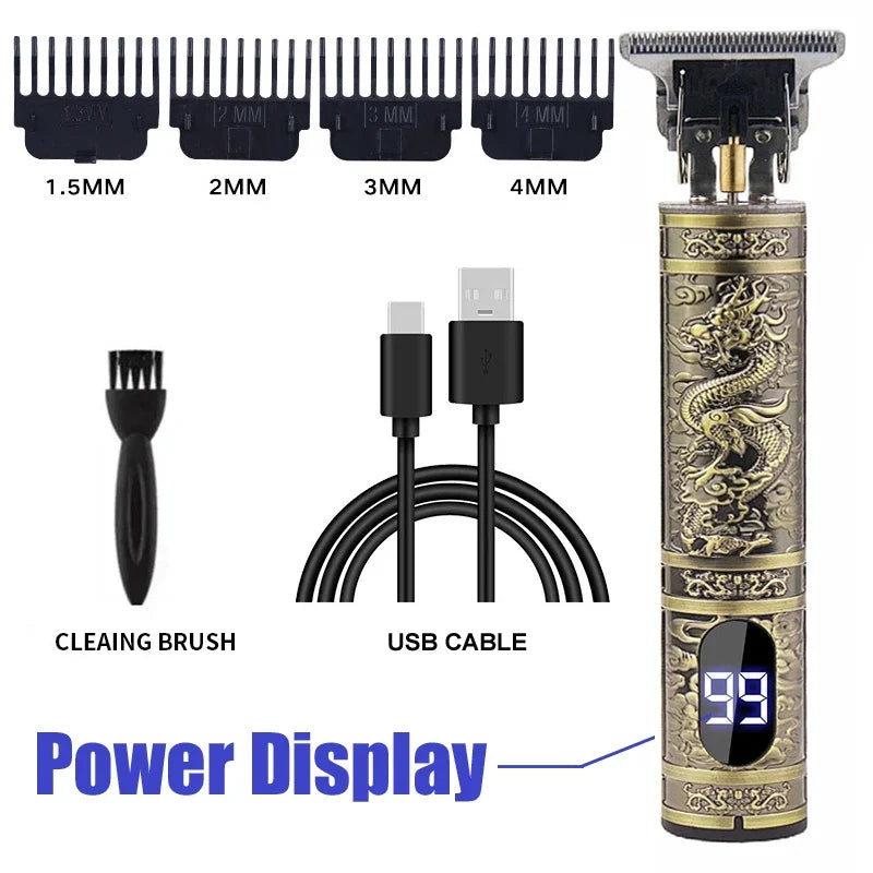 Men's Vintage Hair Trimmer T9 Carving Rechargeable Barber Electric Professional Hair Clipper Beard Trimmer/Metal Haircut Clipper Noventix