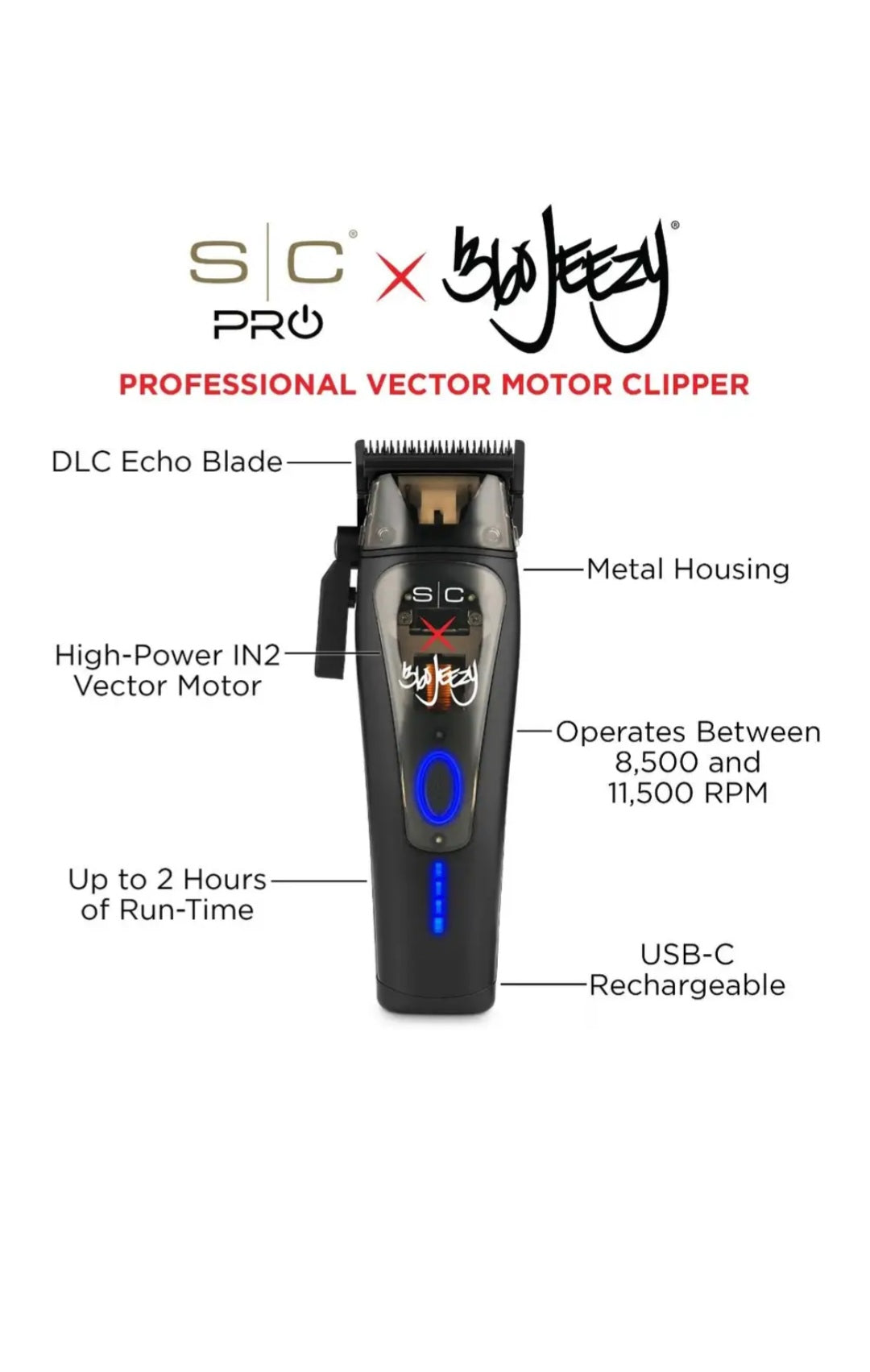 S|C x 360 Jeezy Professional Hair Clipper with IN2 Vector Motor