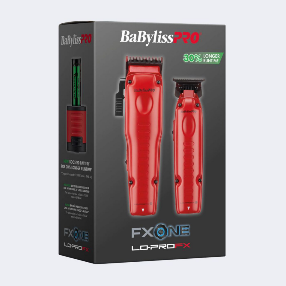 BaBylissPRO® FXONE™ Lo-ProFX Limited Edition Matte Red Clipper, Trimmer & Boosted Battery Gift Set Certified Clippers