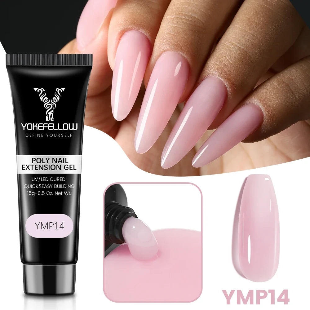 YOKEFELLOW 15g Jelly Extension Gel Nail Polish Nude Pink Clear Building Construct Extend Gel Soak Off UV LED Acrylic Gel Varnish Blushimmer