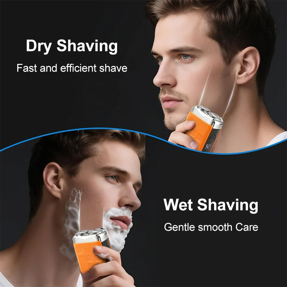 Mini Electric Shaver for Men Wet/Dry Facial Beard Trimmer Rechargeable Portable Mini Beard Shaver Dual-Head Blade Electric Razor Noventix
