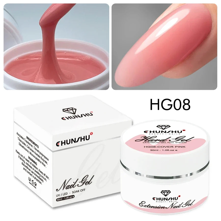 30ML Hard Gel For Nail Extension Milky White Builder Constructor Gel Self Leveling Reinforcement Nail Gels Camouflage Manicure Blushimmer