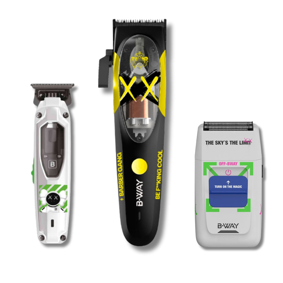 B-Way B10K Clipper, T-Pro Trimmer, Off-Shaver - 3 in 1 Set FREE CAPE RT-Way USA