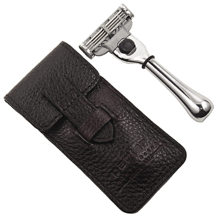 Parker TRAVM3 Mach 3 Compatible Travel Razor With Leather Case Pasteur Pharmacy