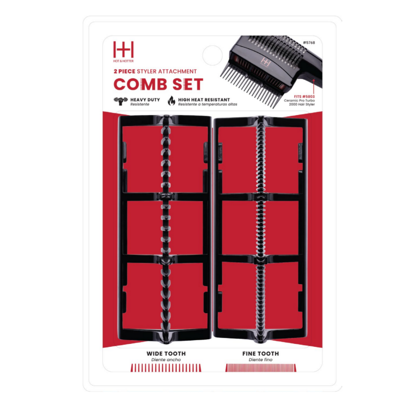 Hot & Hotter 2 Piece Styler Attachment Comb Set, 1 Count, Black Annie International, Inc.