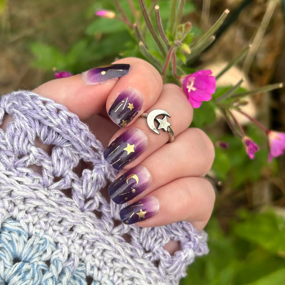 Purple Skies Candied Nails