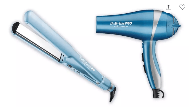 BaBylissPRO Nanotitanium Daily Glam 2000 Watt Dryer & 1 1/2” Flat Iron VIP Extensions
