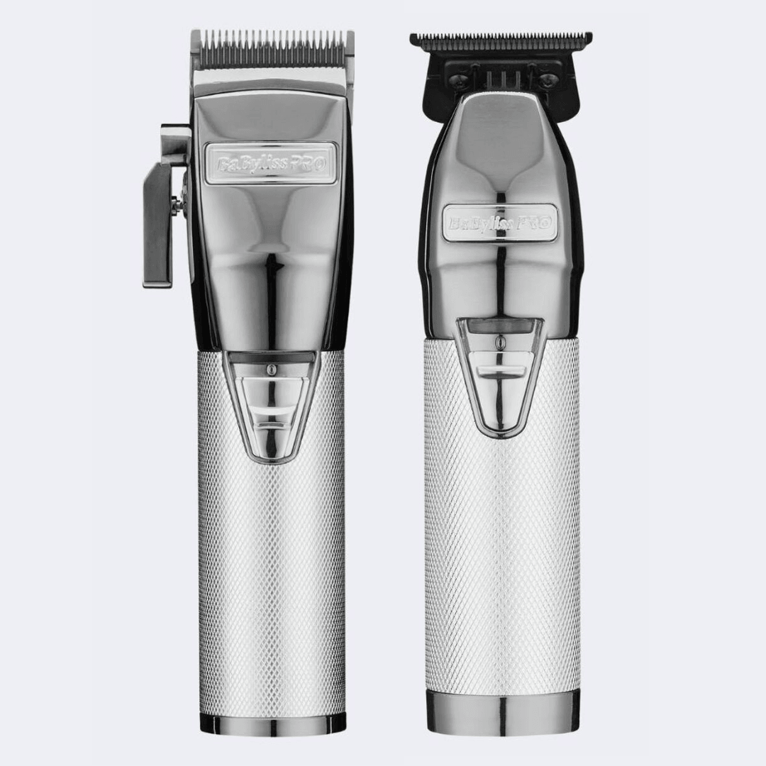 BaBylissPRO® SilverFX+ All-Metal Lithium Clipper & Outlining Trimmer Combo (FX870NS & FX787NS) Certified Clippers