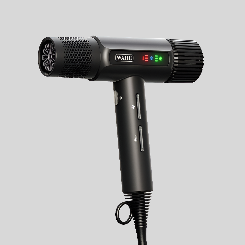 Wahl Professional
Wahl Professional Vanquish Hair Dryer Controlled Airflow Smoothtone Motor 4 Heat 3 Speed Settings Auto Clean Lightweight Design