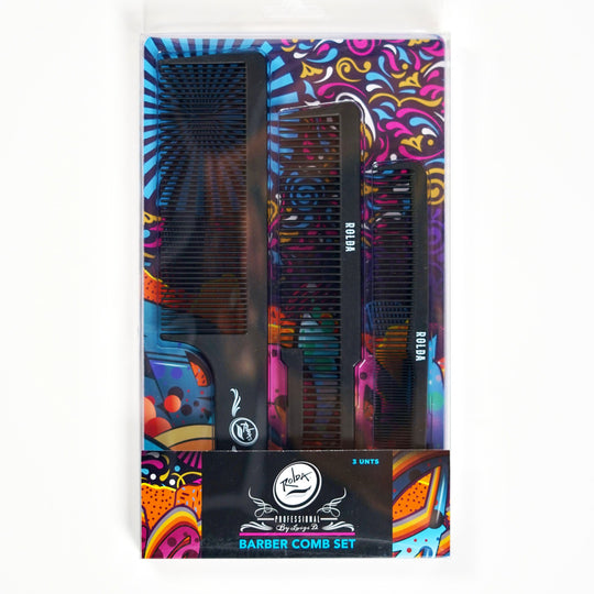 ROLDA BARBER 3PK COMB KIT - BLACK N.O.S. Barber Supply