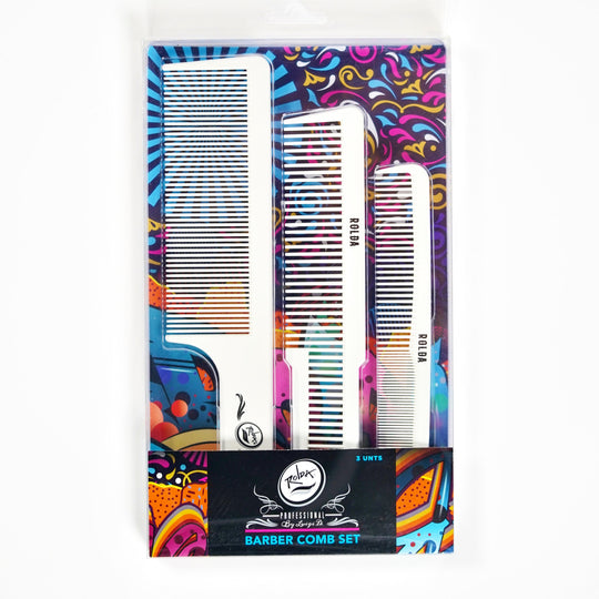 ROLDA BARBER 3PK COMB KIT - WHITE N.O.S. Barber Supply