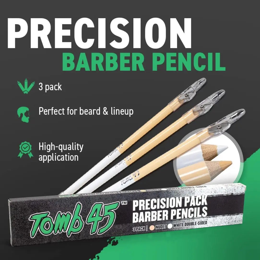 3PCS Tomb45 Barber Pencil – Hairline & Beard Trace Guide (With Sharpeners) BUYBARBER.COM