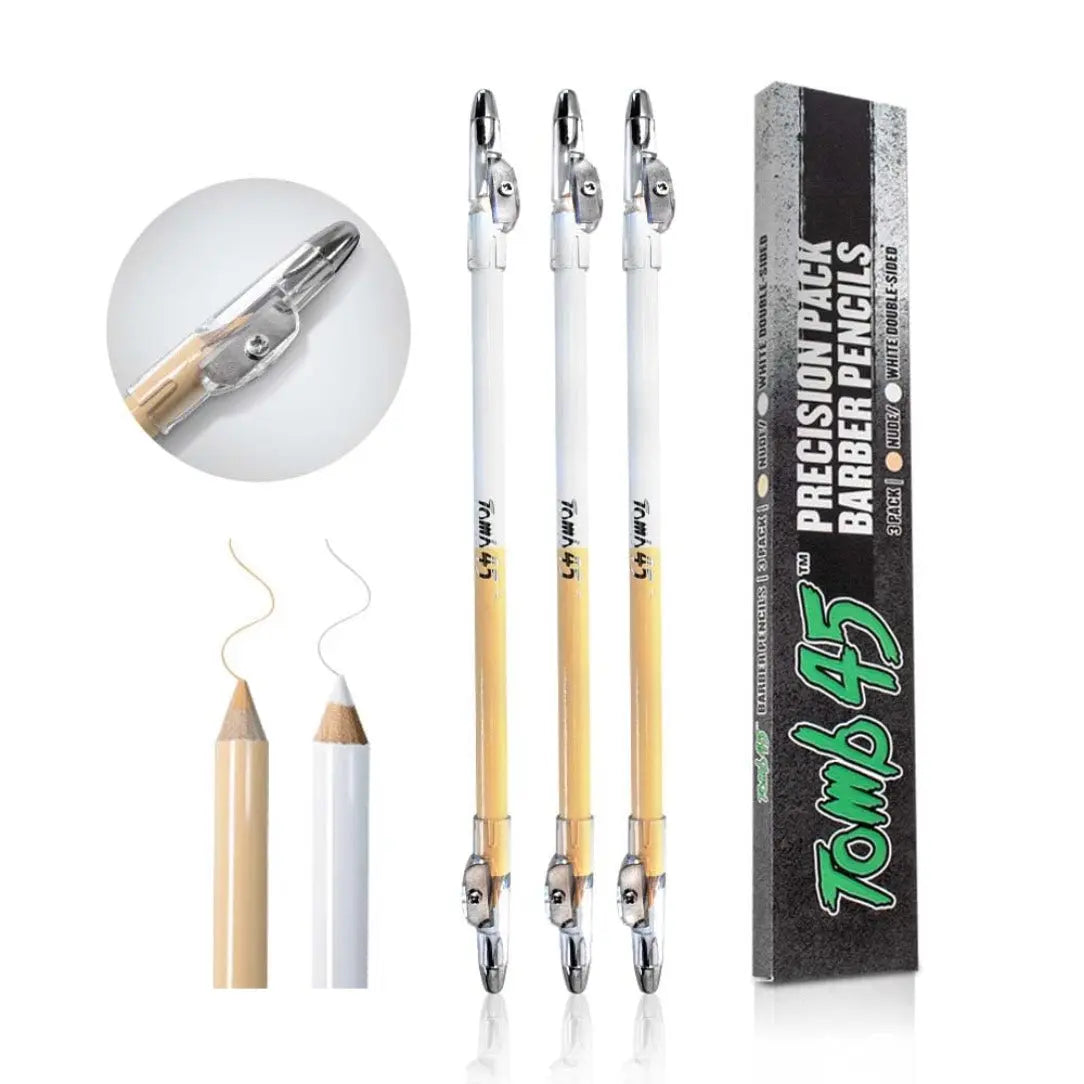 3PCS Tomb45 Barber Pencil – Hairline & Beard Trace Guide (With Sharpeners) BUYBARBER.COM