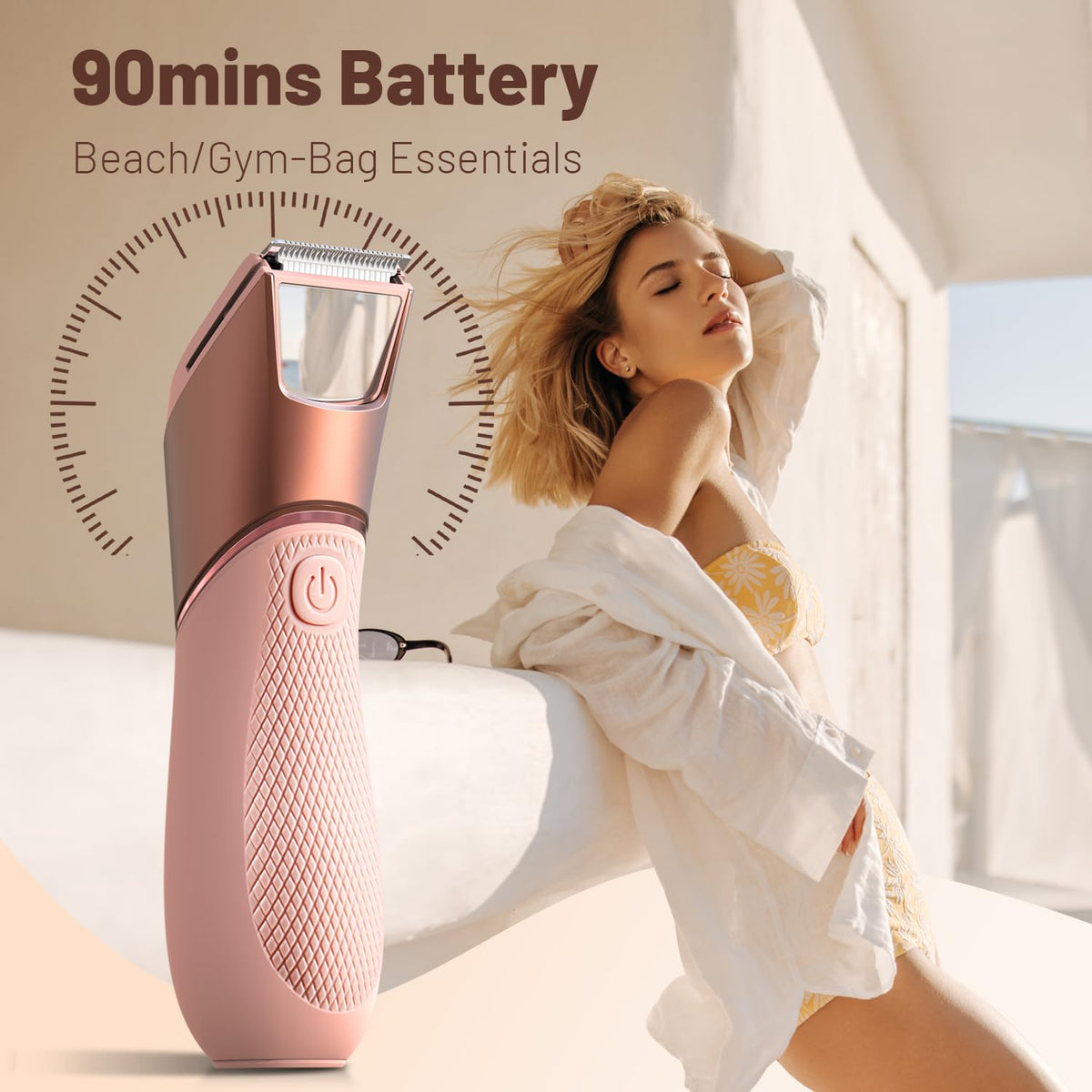 Bikini Trimmer for Women: Mirror Electric Shaver for Body Pubic Hair with LED Light, IPX7 Waterproof Portable Lady Facial Razor with Ceramic Blade,Rechargeable Body Groomer for Leg,Arm,Underarm 7DAY'S