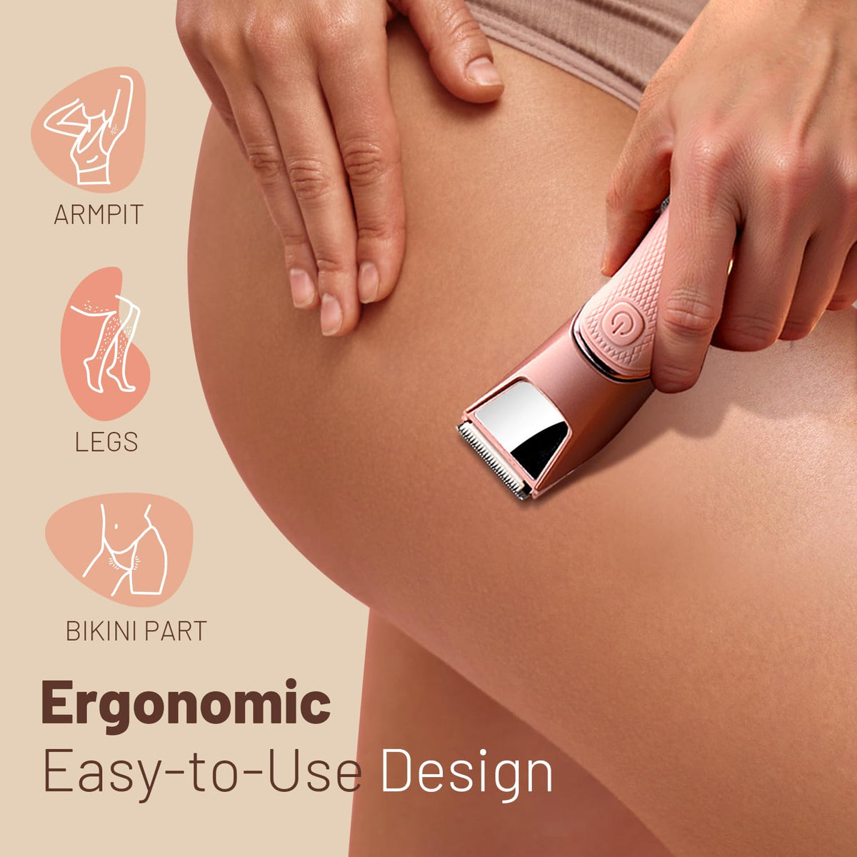 Bikini Trimmer for Women: Mirror Electric Shaver for Body Pubic Hair with LED Light, IPX7 Waterproof Portable Lady Facial Razor with Ceramic Blade,Rechargeable Body Groomer for Leg,Arm,Underarm 7DAY'S