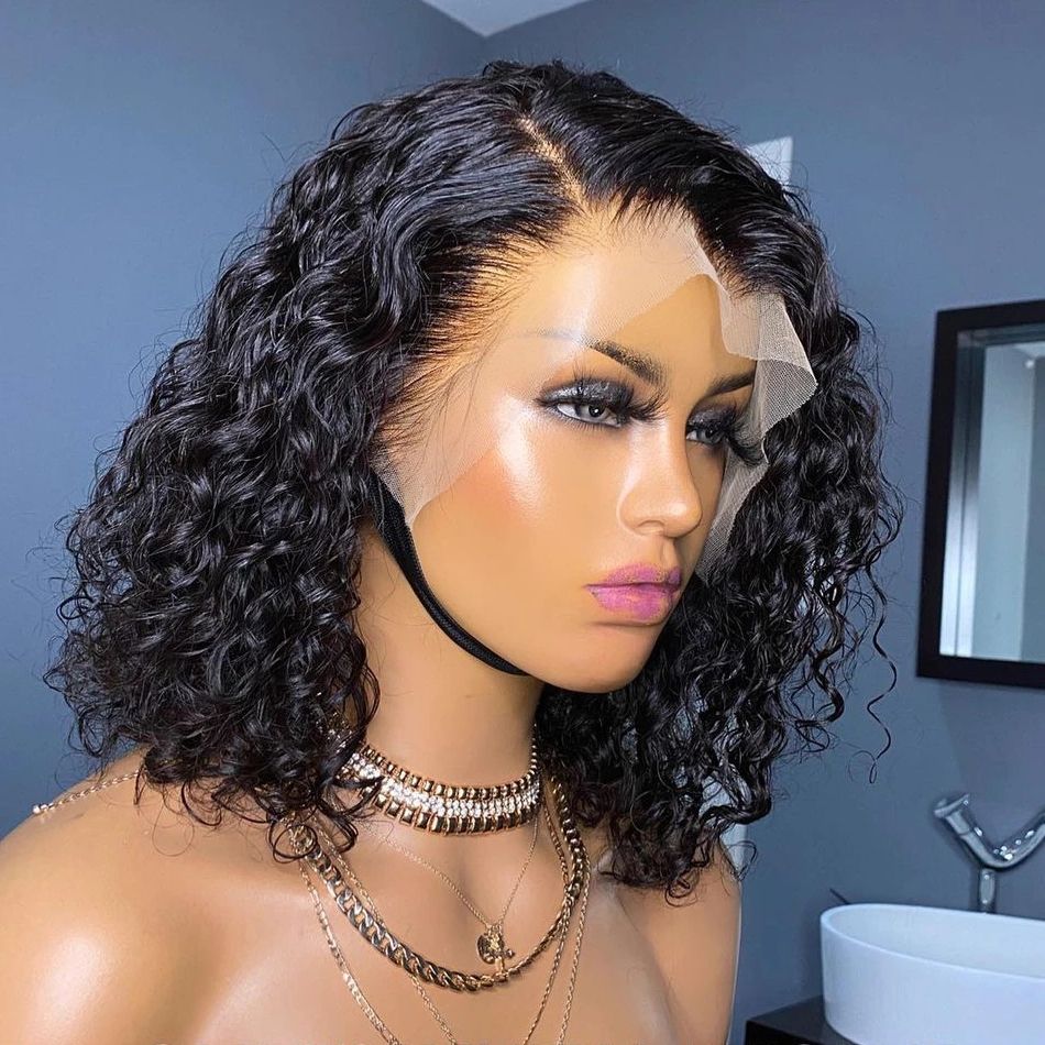 Brazilian Short Curly Bob Lace Front Human Hair Wigs PrePluck With Baby Hair Deep Wave Frontal Wig For Women Water Wave Lace Wig 7DAY'S