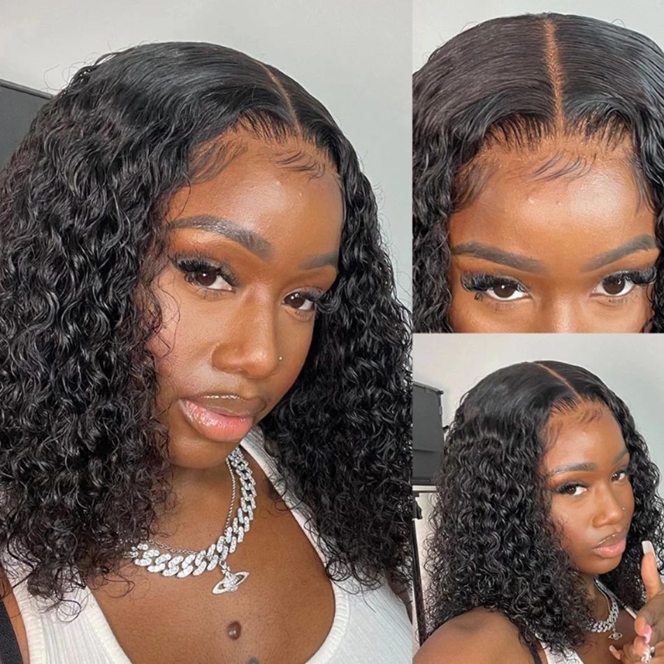 Brazilian Short Curly Bob Lace Front Human Hair Wigs PrePluck With Baby Hair Deep Wave Frontal Wig For Women Water Wave Lace Wig 7DAY'S