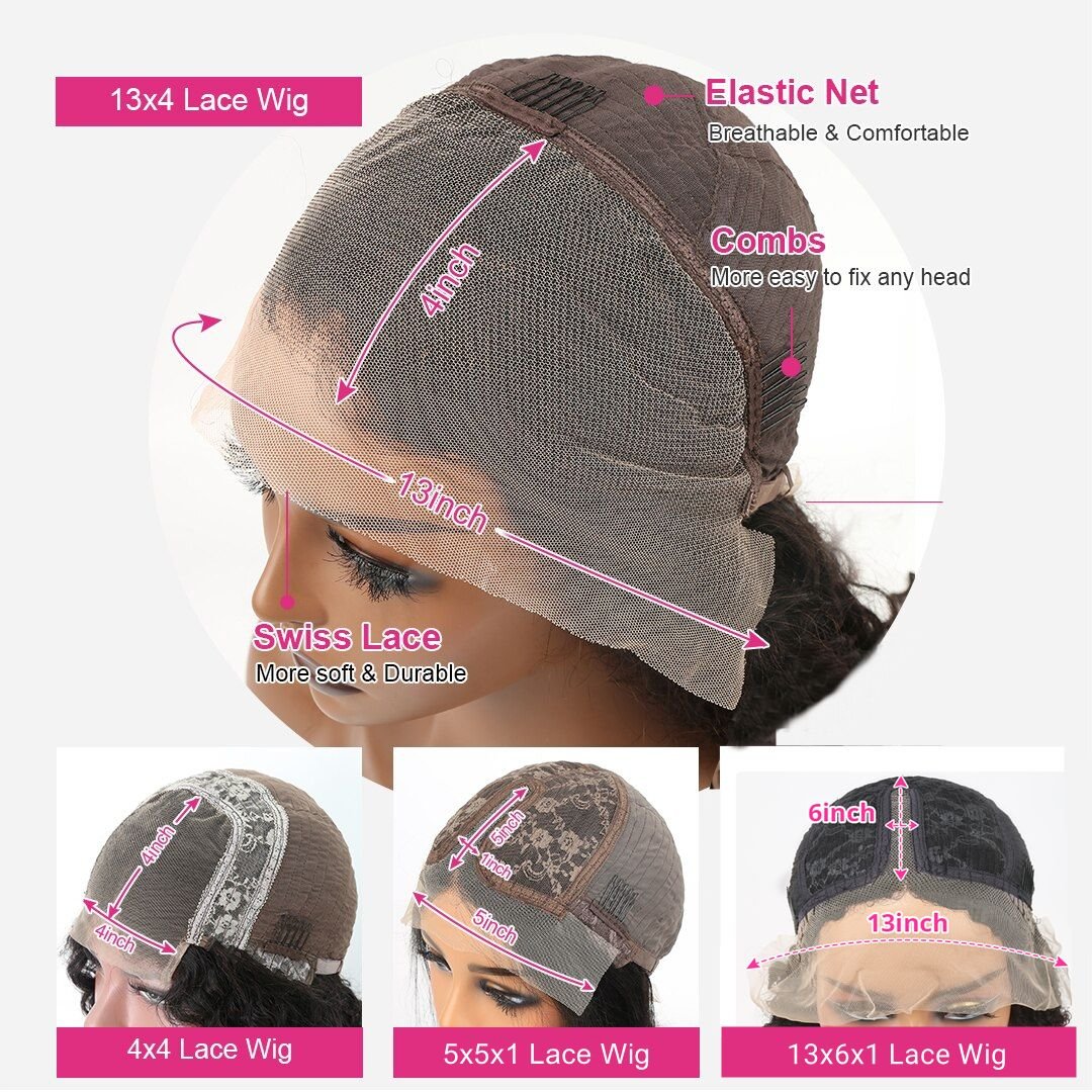 Brazilian Short Curly Bob Lace Front Human Hair Wigs PrePluck With Baby Hair Deep Wave Frontal Wig For Women Water Wave Lace Wig 7DAY'S