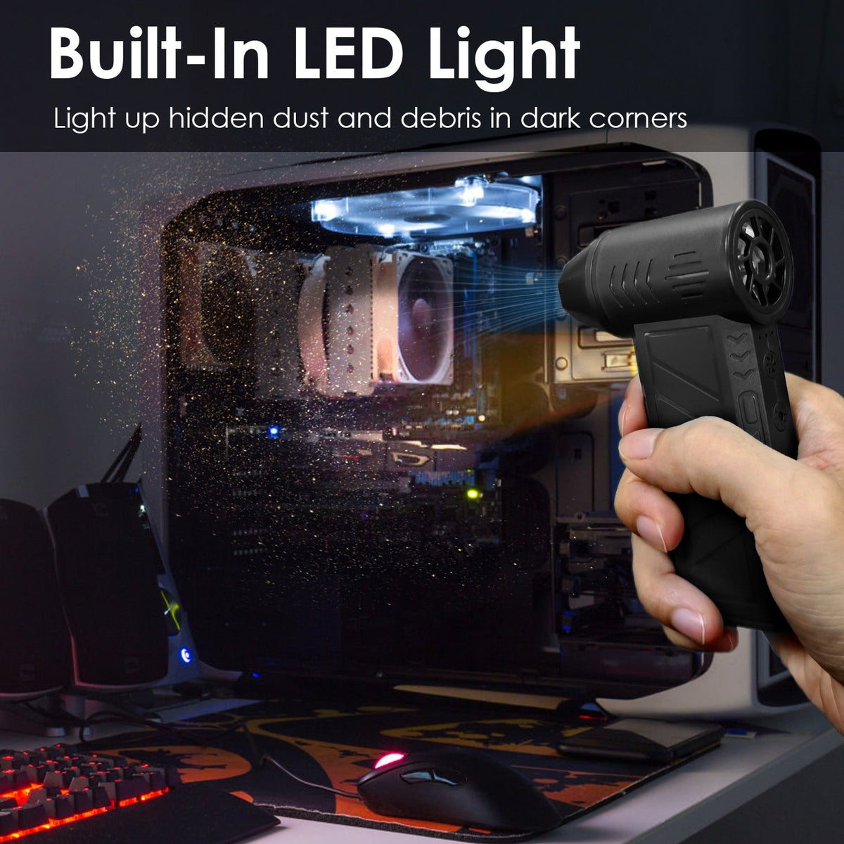 Compressed Air Duster with LED Light – 150000RPM Cordless Gamba Beauty