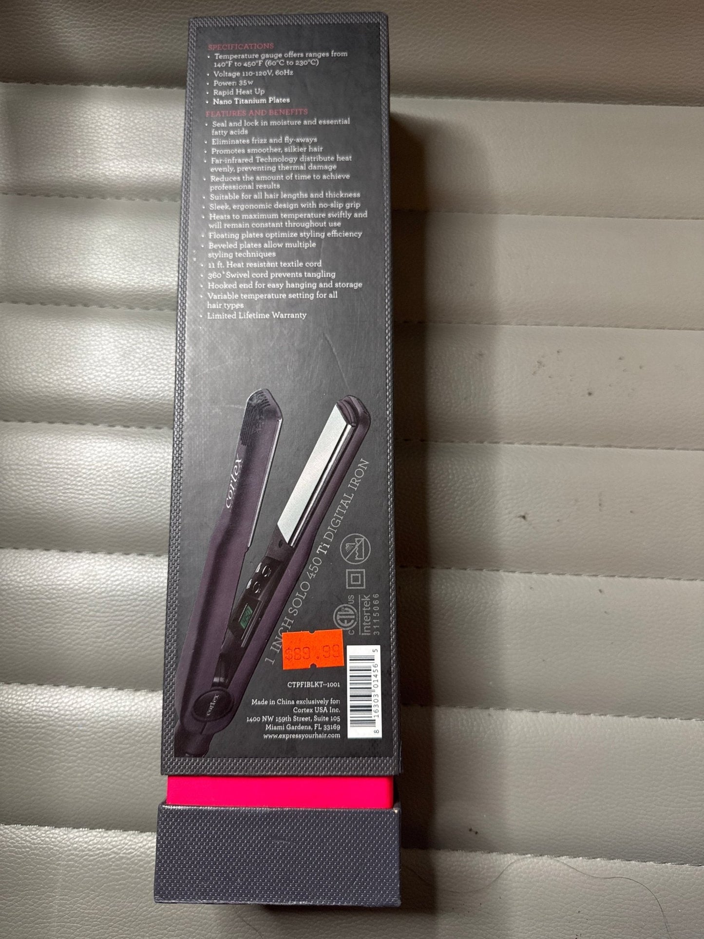 Cortex Solo Titanium Flat Iron, 1-Inch, Black VIP Extensions
