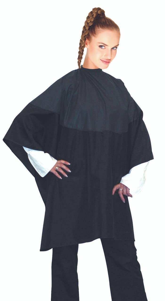 Cricket 50/50 All Purpose Cape for Professional Salon Barbershop Hairdresser, Waterproof Bleach Proof, Haircut Hair Color Gown, Black VIP Extensions