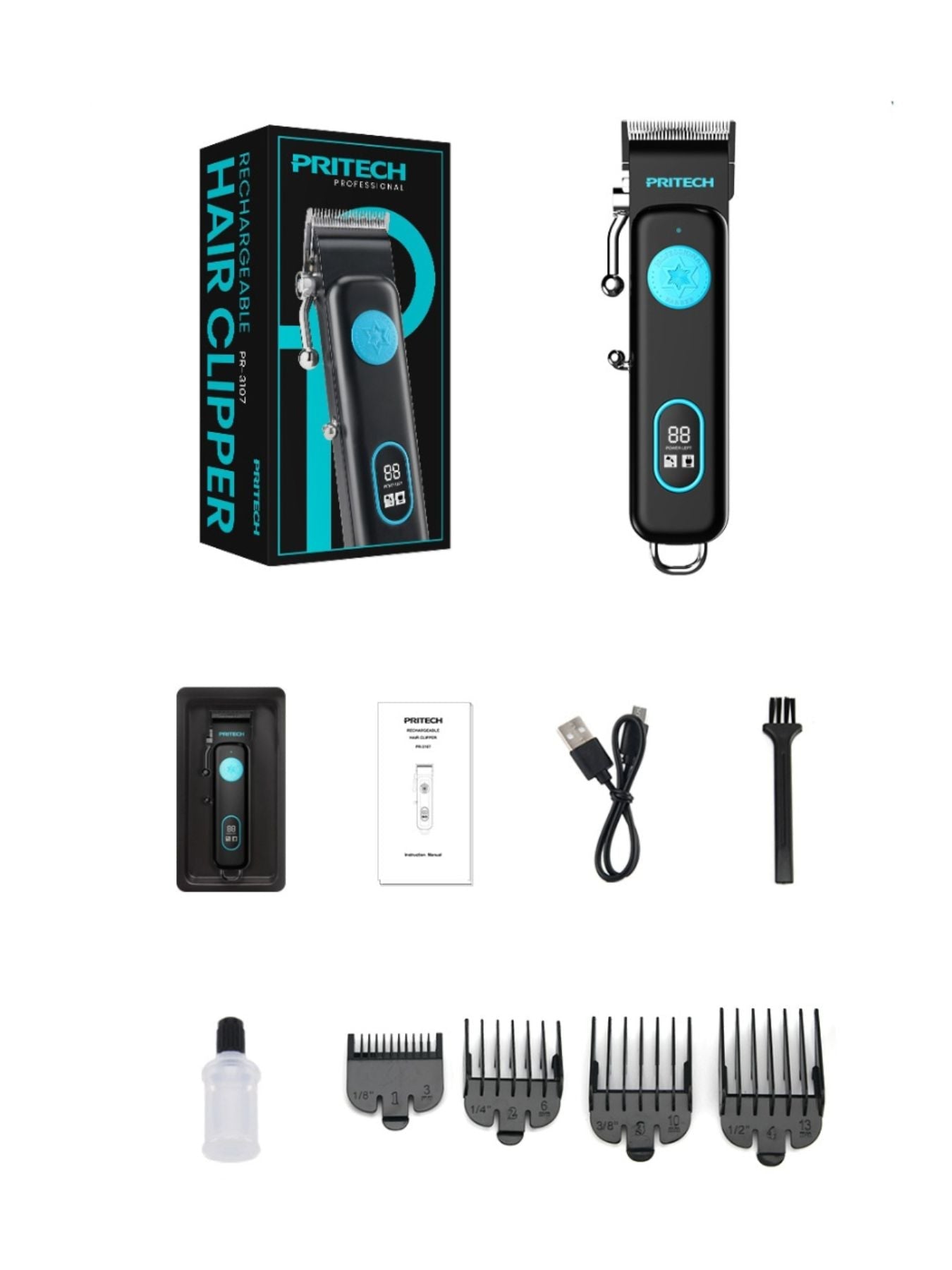 Cordless Hair Clipper with LED Display Unique Oils