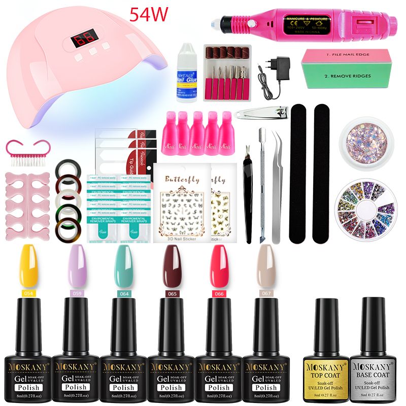 MOSKANY Professional Nail Set Nail Gel Kit With 120W/54W UV Nail Lamp And Nail Drill For All Drying Gel Nail Polish Manicure Set 7DAY'S