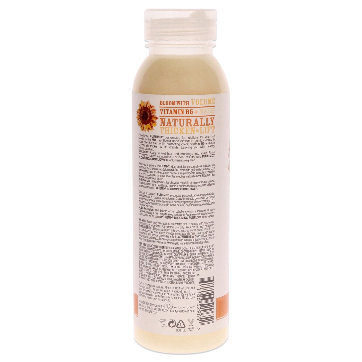 Puremix Blooming Sunflower Volumizing Shampoo - Fine Hair by Rusk for Unisex - 12 oz Shampoo EasyOptionXY