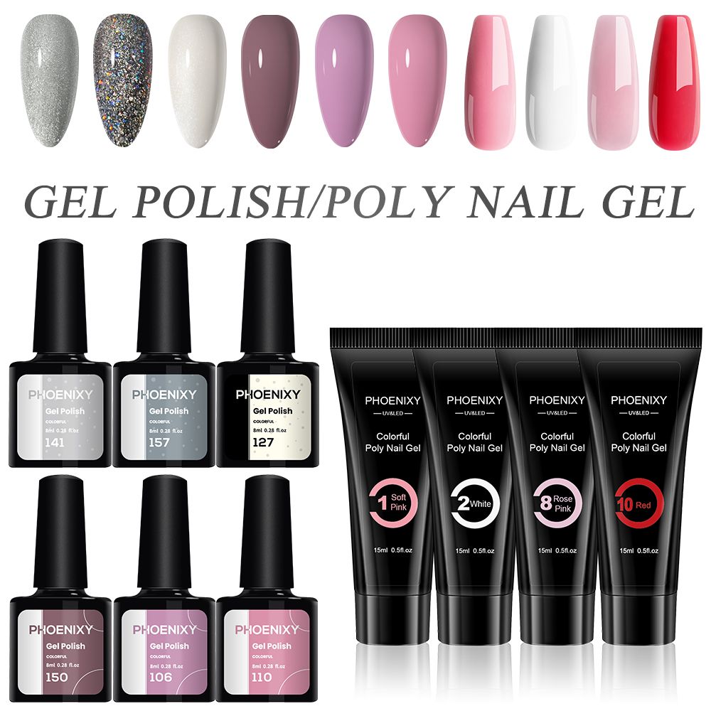 Manicure Set Poly Extension Nail Kit Gel Nails Complete Kit Gel For Extension Semi Permanent UV Varnish Kit Nail Tools Sets 7DAY'S