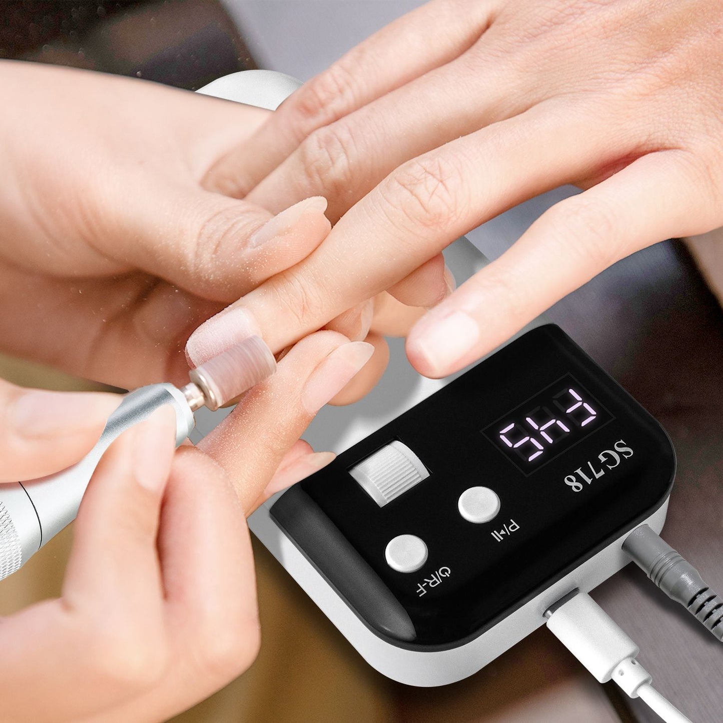 Nail Drill, Portable Electric Nail File 45000RPM, Rechargeable Nail Drill Professional with Bits & Base, for Acrylic Gel Nails, E-File Machine, Manicure Polishing, for Salon Home 7DAY'S