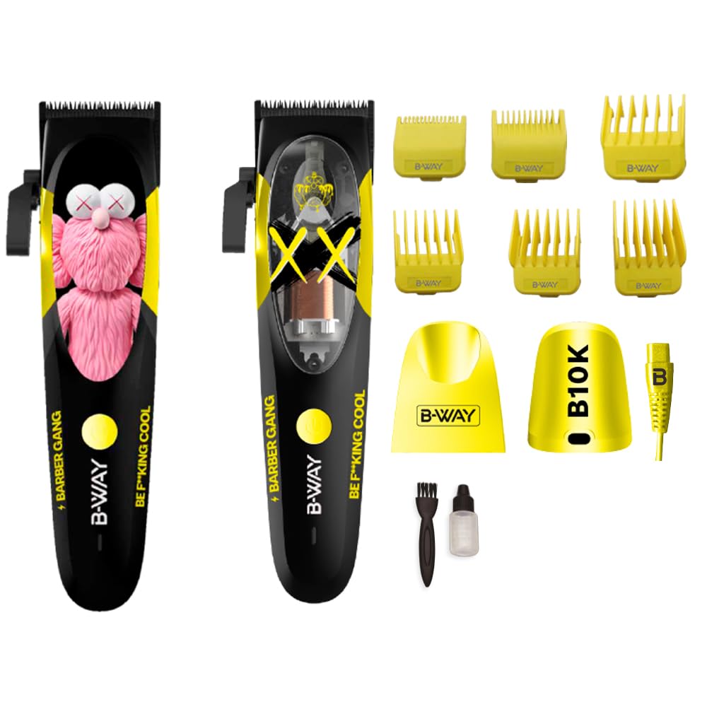 B-Way B10K Clipper, T-Pro Trimmer, Off-Shaver Black - 3 in 1 Set FREE CAPE RT-Way USA