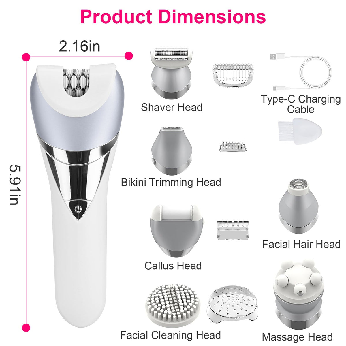 7 In 1 Electric Razor for Women Lady Hair Removal Gamba Beauty