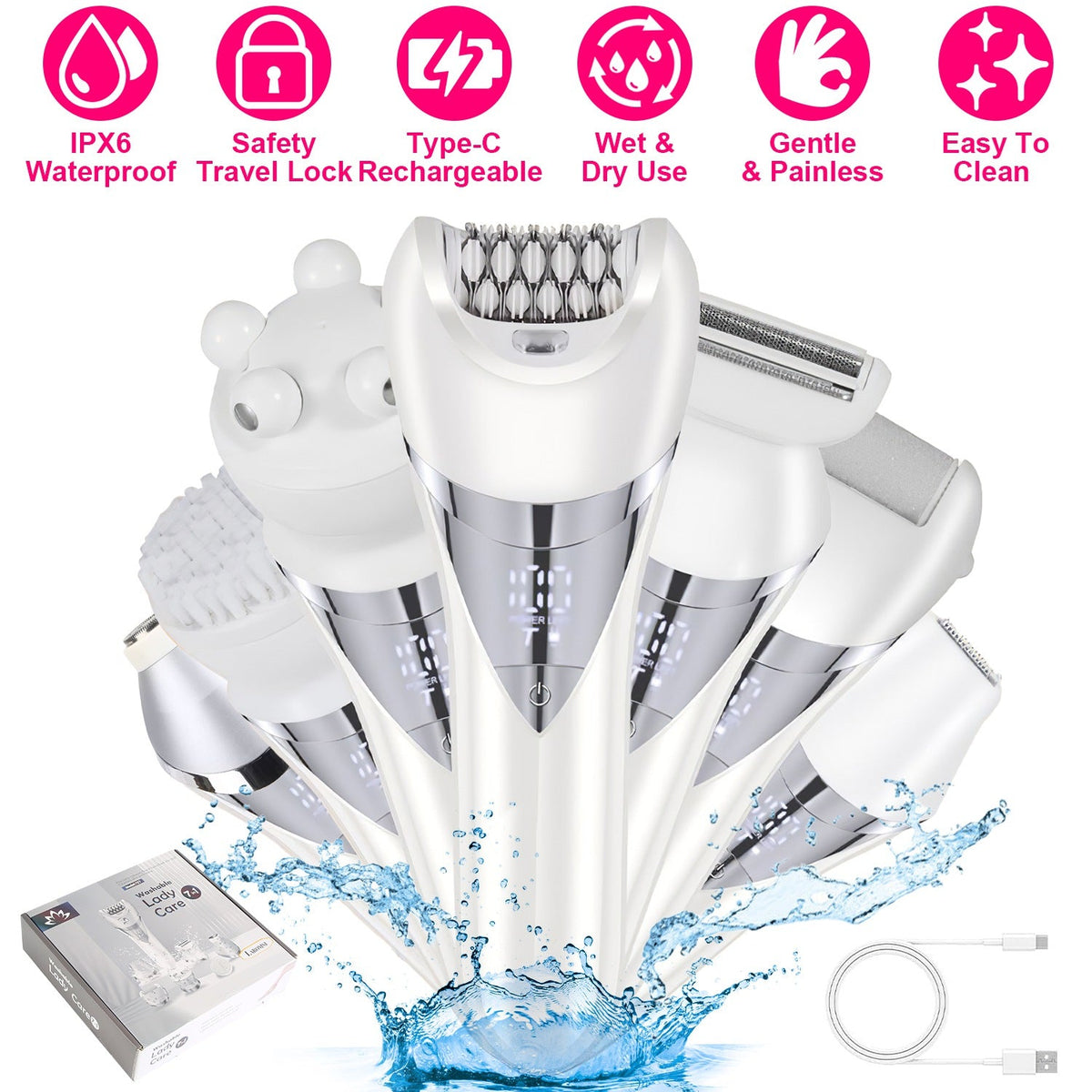 7 In 1 Electric Razor for Women Lady Hair Removal Gamba Beauty