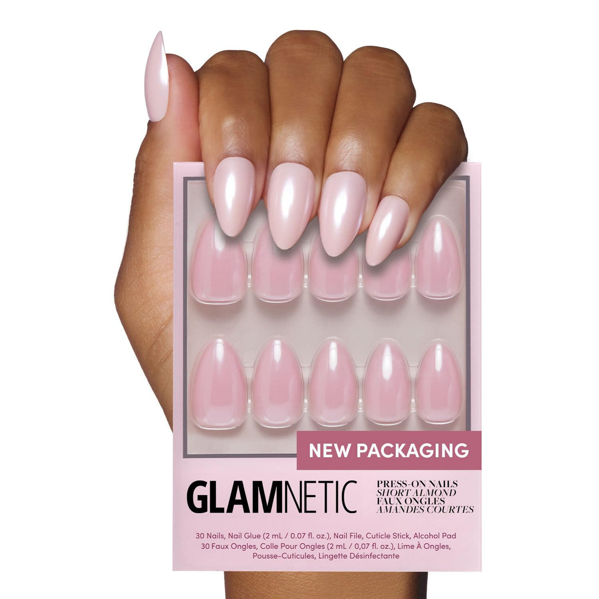 Glamnetic Press On Nails - Goal Digger | Glossy, Semi-Transparent, Short Round Nails, Reusable | 12 Sizes - 30 Nail Kit with Glue 7DAY'S