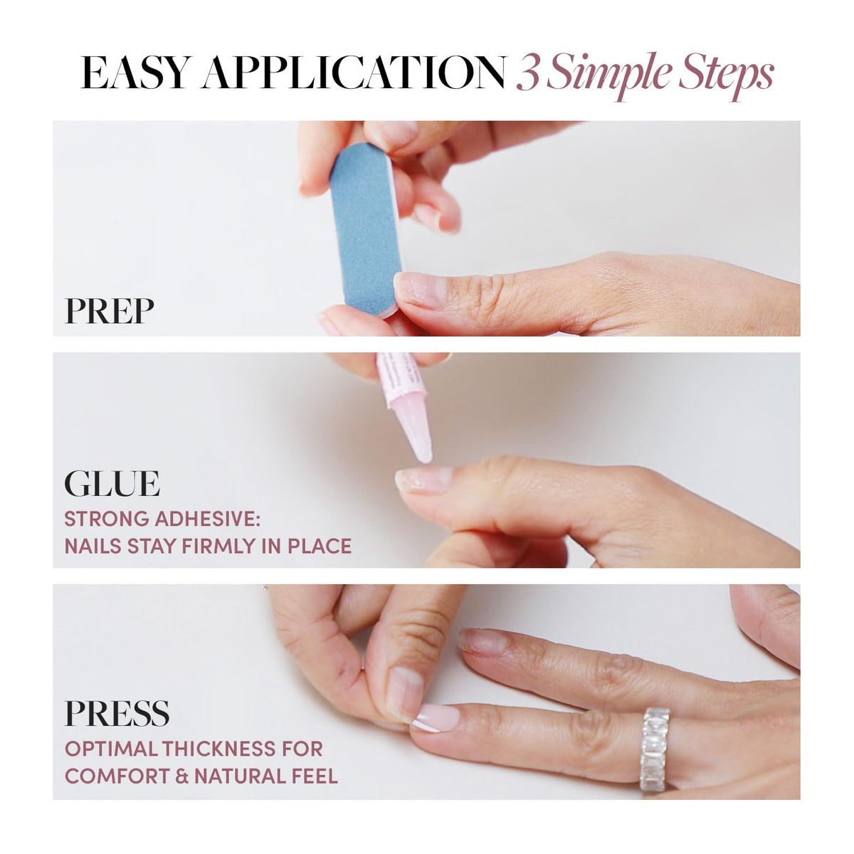 Glamnetic Press On Nails - Goal Digger | Glossy, Semi-Transparent, Short Round Nails, Reusable | 12 Sizes - 30 Nail Kit with Glue 7DAY'S