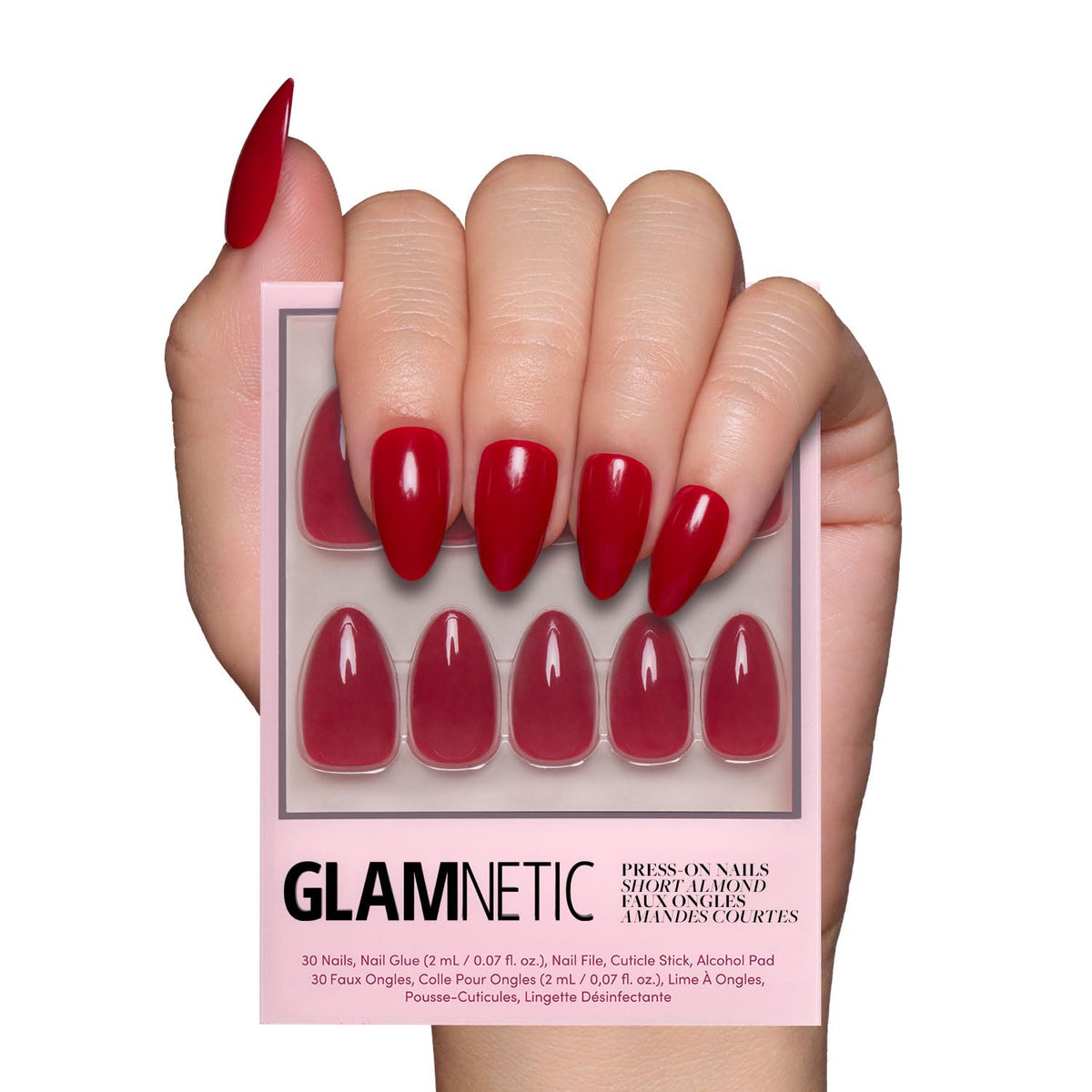 Glamnetic Press On Nails - Goal Digger | Glossy, Semi-Transparent, Short Round Nails, Reusable | 12 Sizes - 30 Nail Kit with Glue 7DAY'S