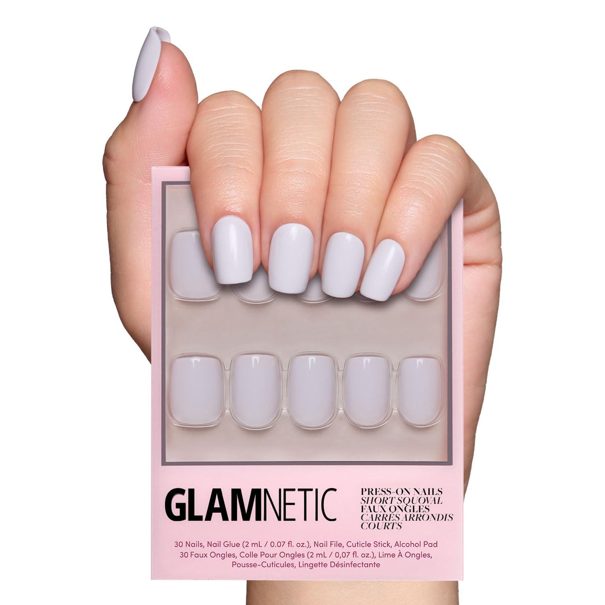Glamnetic Press On Nails - Goal Digger | Glossy, Semi-Transparent, Short Round Nails, Reusable | 12 Sizes - 30 Nail Kit with Glue 7DAY'S