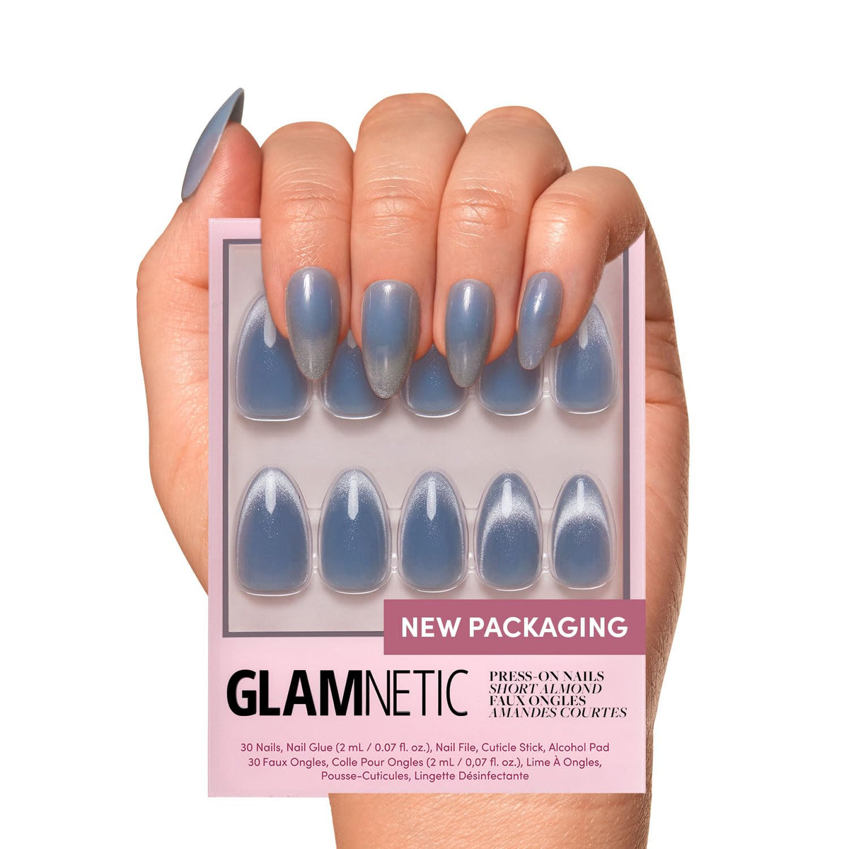 Glamnetic Press On Nails - Goal Digger | Glossy, Semi-Transparent, Short Round Nails, Reusable | 12 Sizes - 30 Nail Kit with Glue 7DAY'S